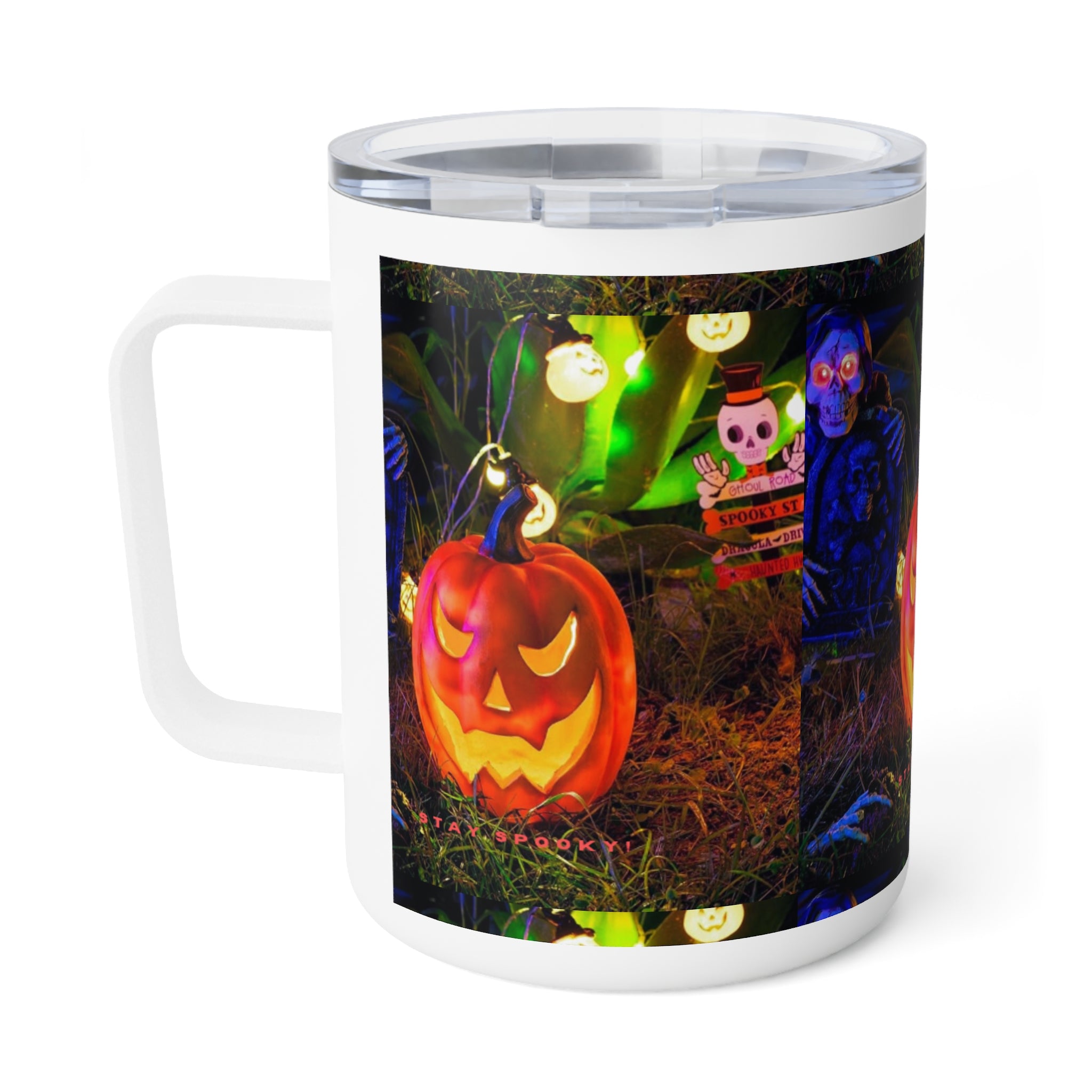 Mug, Halloween Insulated Coffee Mug, Fall Decor, Pumpkin Mug, Spooky Drinkware, Haunted House Gift, Autumn Coffee Cup