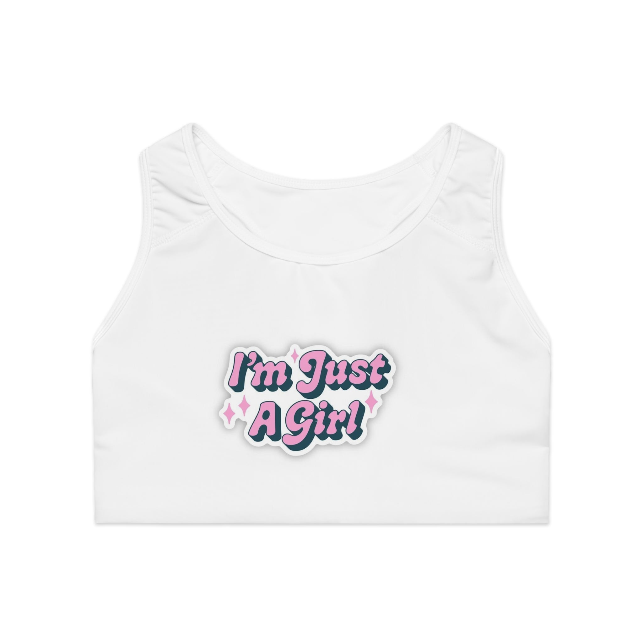 Sports Bra, Feminine Sports Bra - I'm Just A Girl, Workout Gear, Activewear, Gym Top, Fitness Apparel, Casual Wear