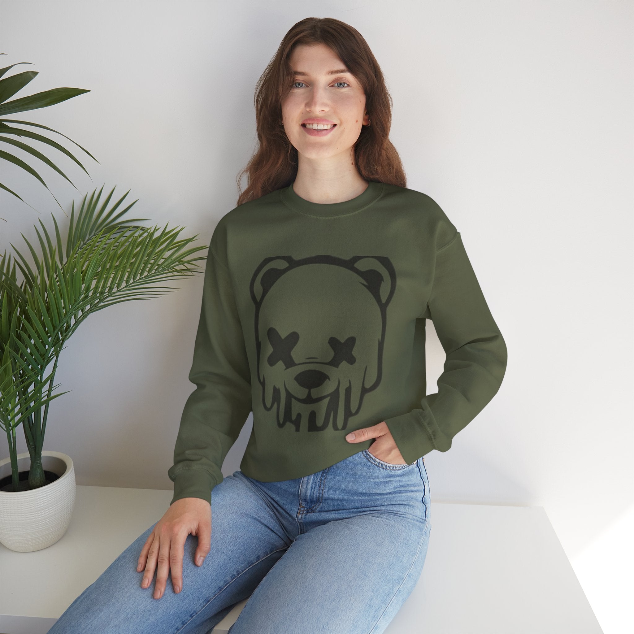 Sweatshirt, Drippy Bear Sweatshirt, Cozy Crewneck, Gift for Him/Her, Streetwear Style, Casual Lounge Wear, Perfect for Winter