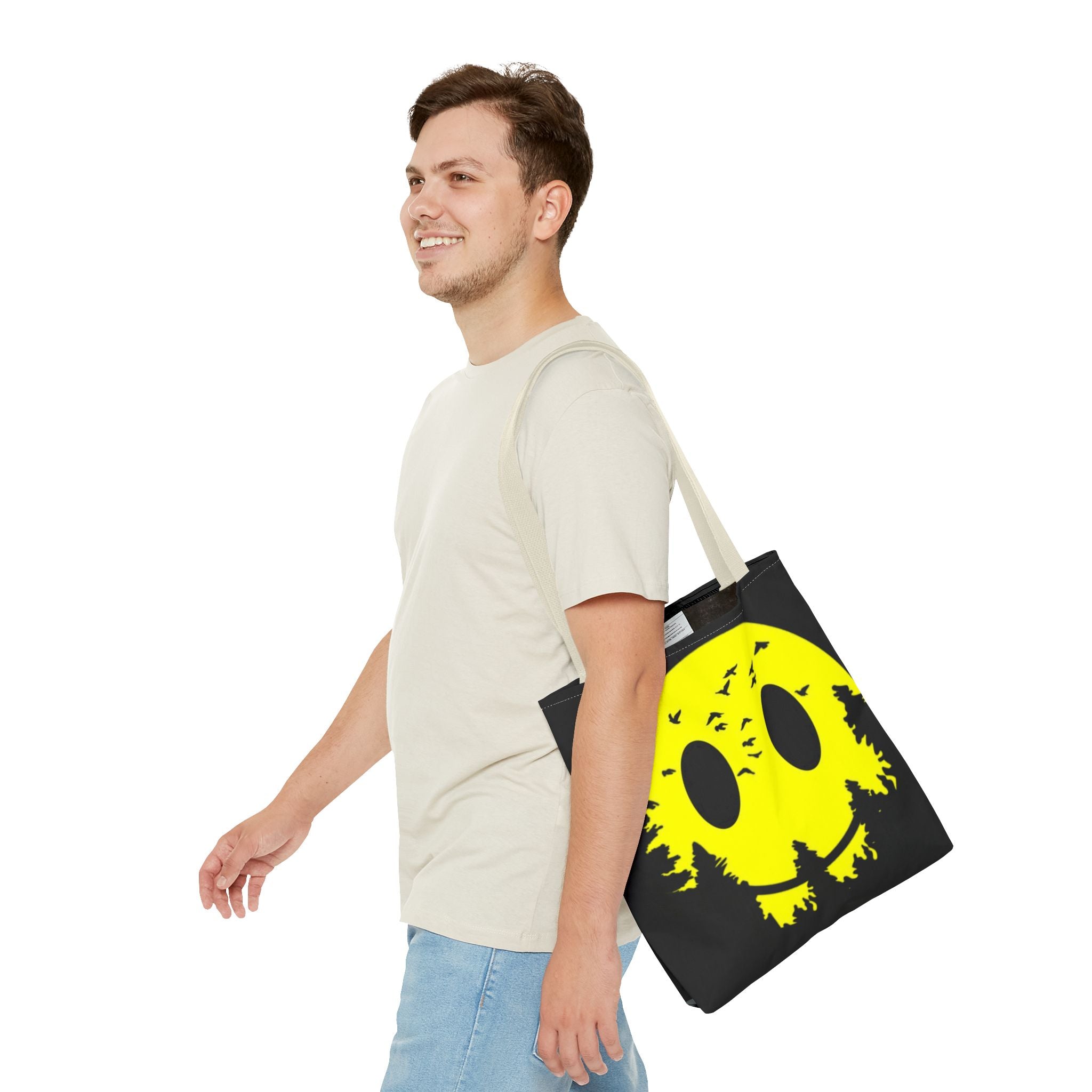 Tote Bag – Eco-Friendly, Reusable Shopping Bag, Smiley Nature Tote Bag – Eco-Friendly, Gift for Nature Lovers, Festival Tote, Casual Everyday Use