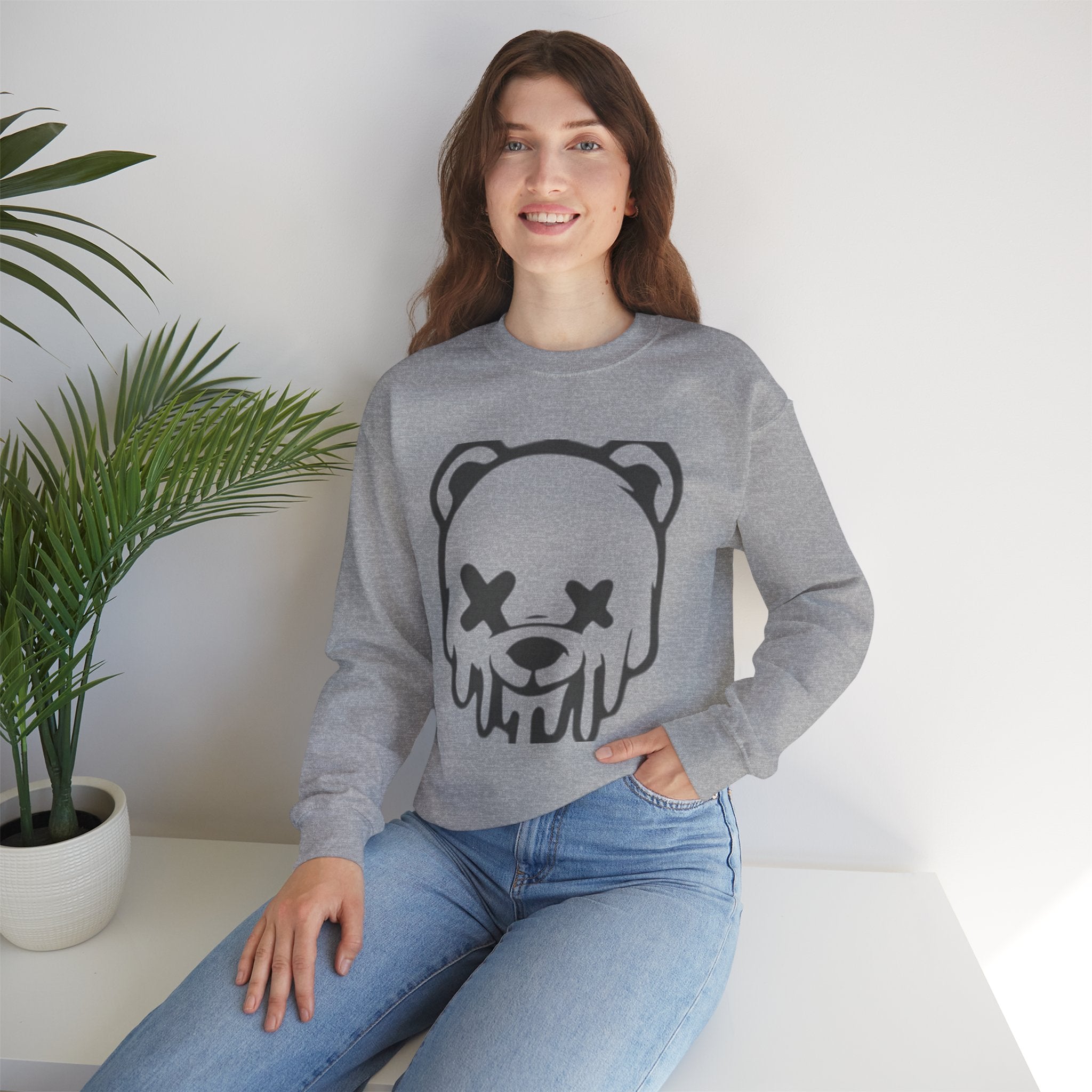Sweatshirt, Drippy Bear Sweatshirt, Cozy Crewneck, Gift for Him/Her, Streetwear Style, Casual Lounge Wear, Perfect for Winter