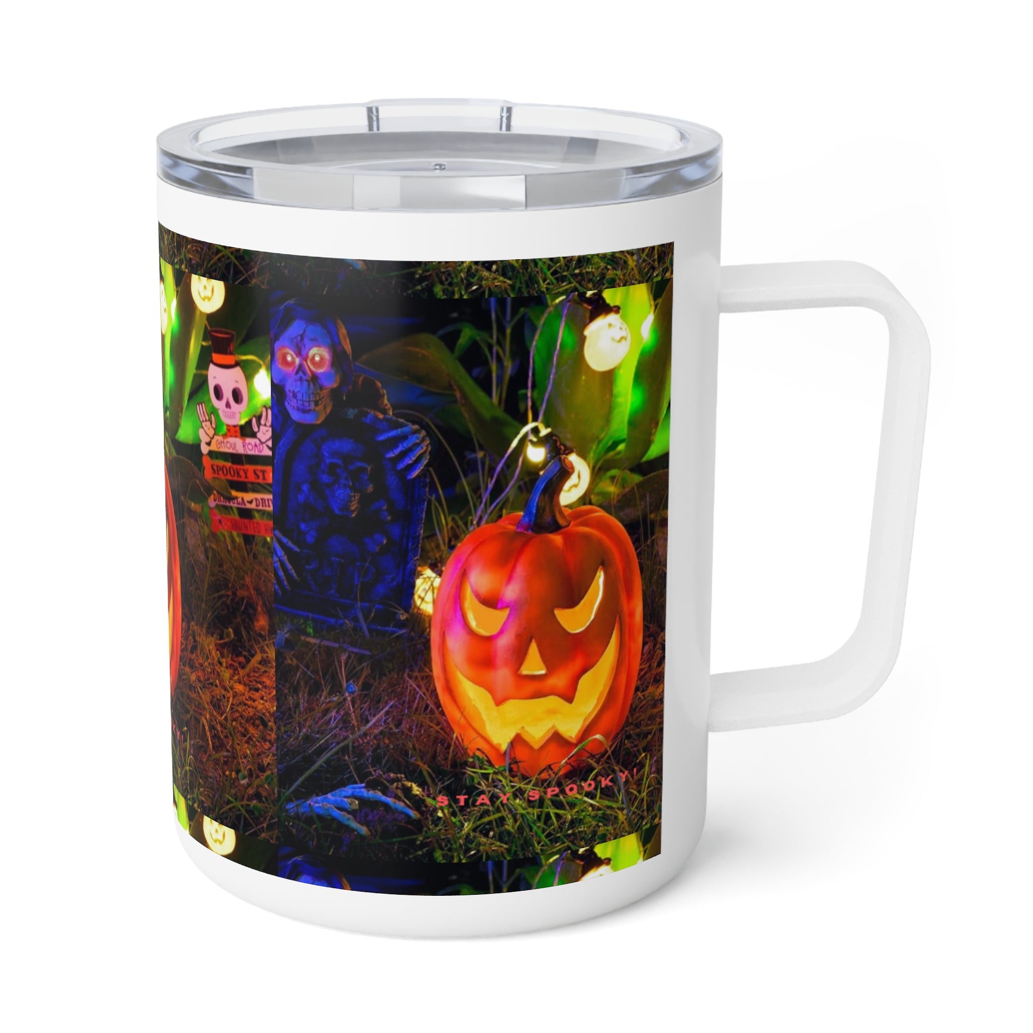 Mug, Halloween Insulated Coffee Mug, Fall Decor, Pumpkin Mug, Spooky Drinkware, Haunted House Gift, Autumn Coffee Cup