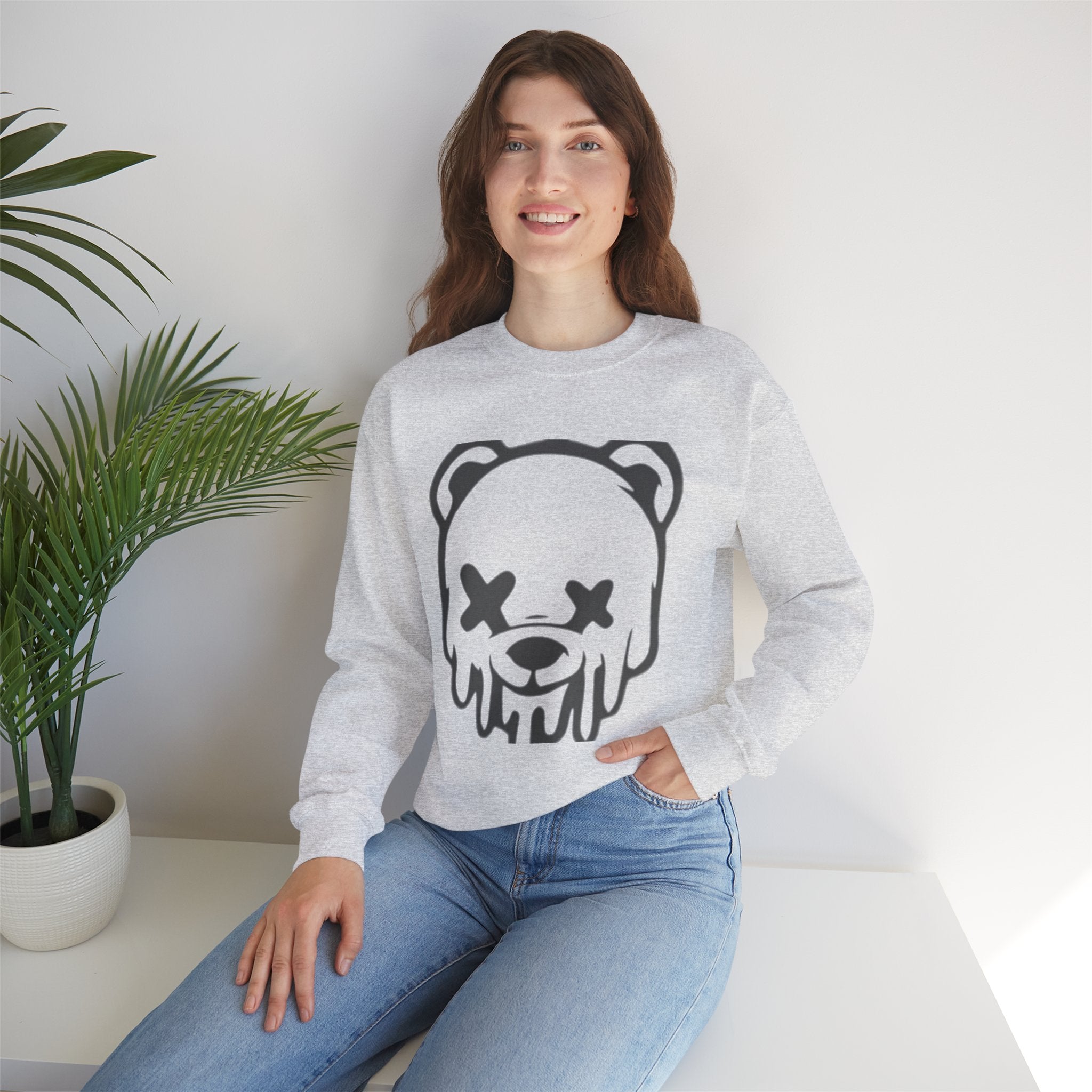 Sweatshirt, Drippy Bear Sweatshirt, Cozy Crewneck, Gift for Him/Her, Streetwear Style, Casual Lounge Wear, Perfect for Winter