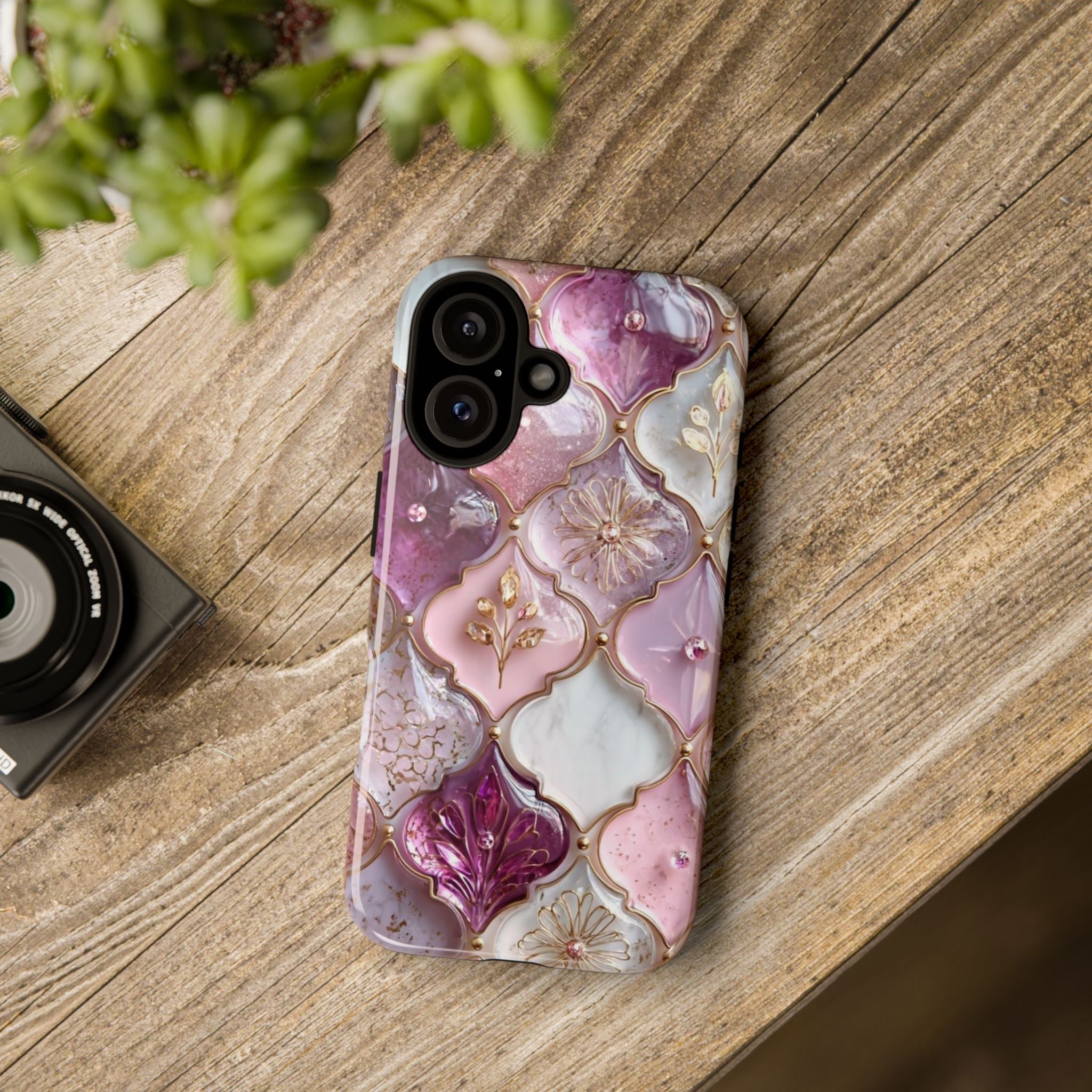 iPhone Cases,  Chic Phone Case for Stylish Protection, Floral Patterned Phone Case, Glamorous Phone Cover, Trendy Tech Accessories, Unique Gift Idea