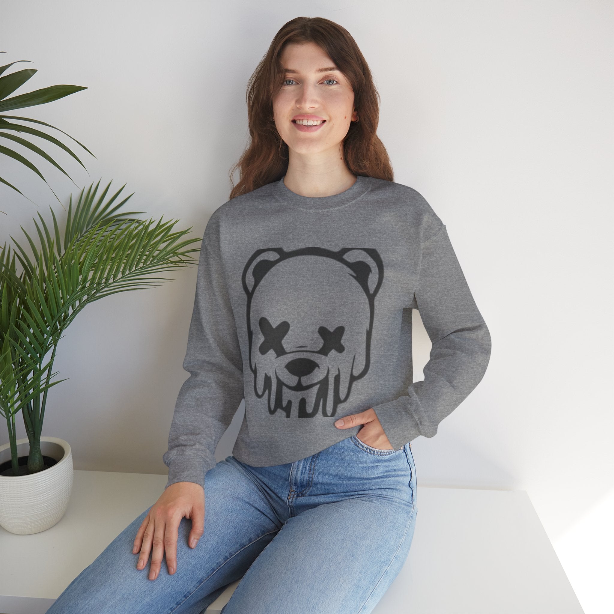 Sweatshirt, Drippy Bear Sweatshirt, Cozy Crewneck, Gift for Him/Her, Streetwear Style, Casual Lounge Wear, Perfect for Winter