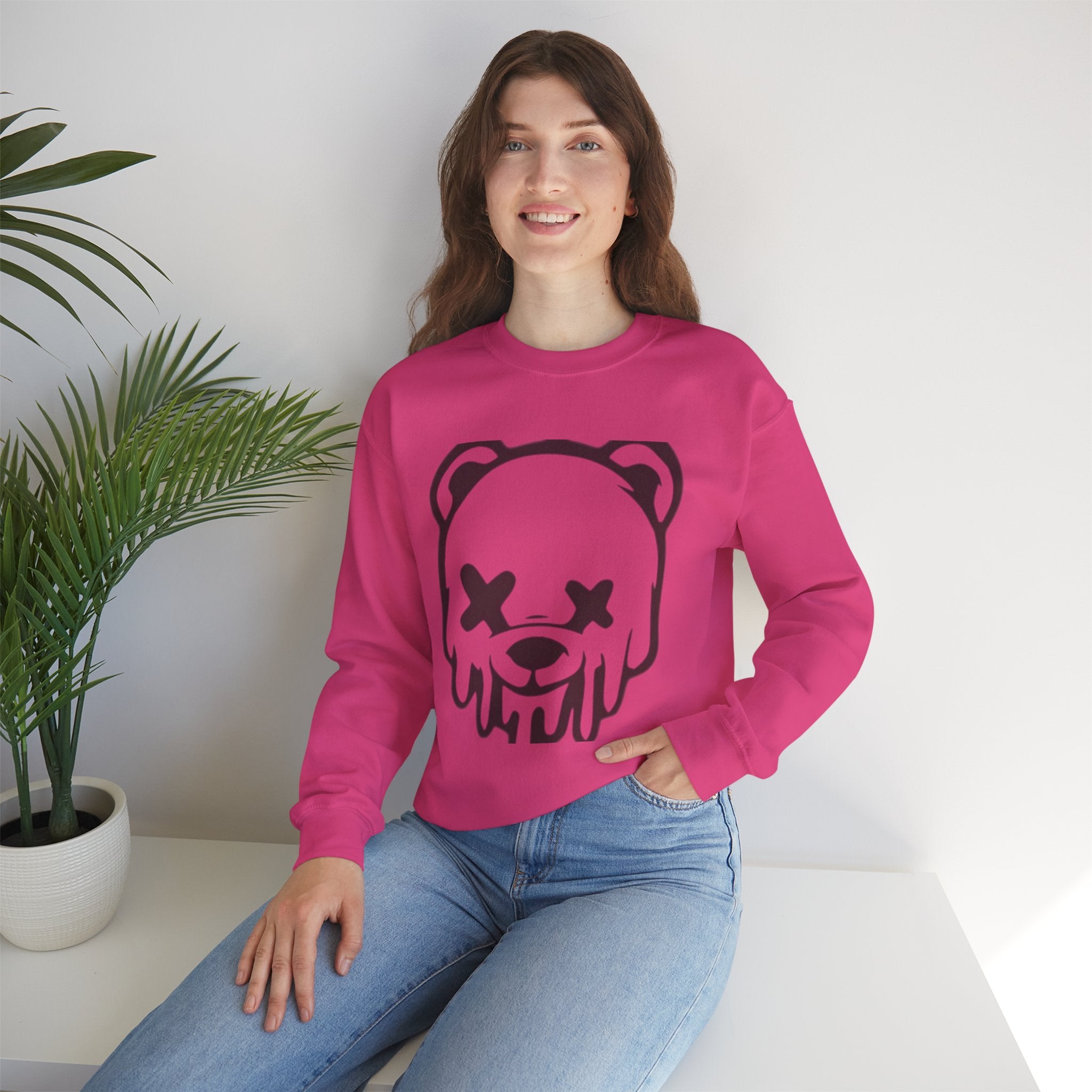 Sweatshirt, Drippy Bear Sweatshirt, Cozy Crewneck, Gift for Him/Her, Streetwear Style, Casual Lounge Wear, Perfect for Winter