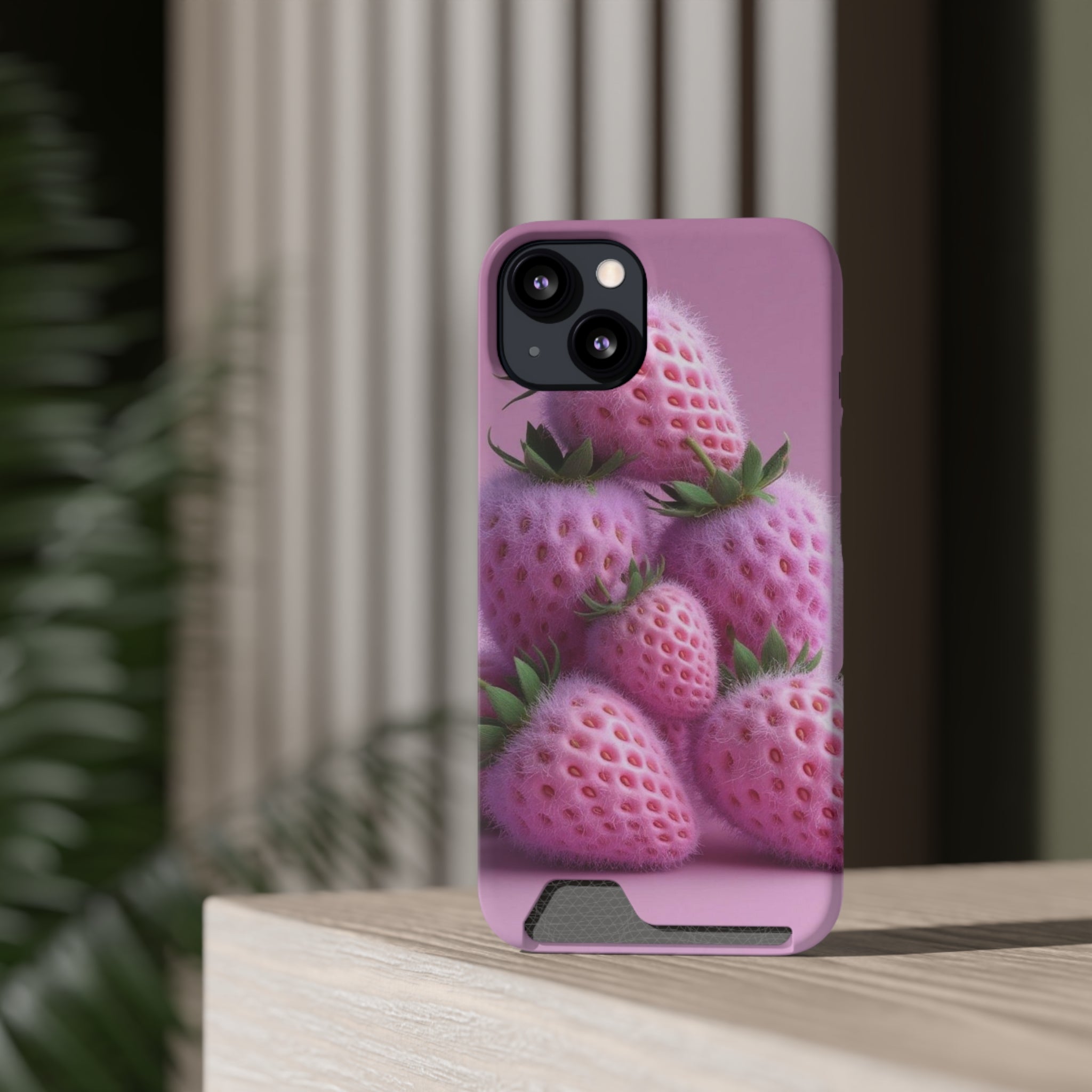 iPhone 13 case, Cute Strawberry Phone Case with Card Holder, Perfect Gift for Fruit Lovers, Cute Tech Accessory, Strawberry Lover's Gift, Summer Vibes