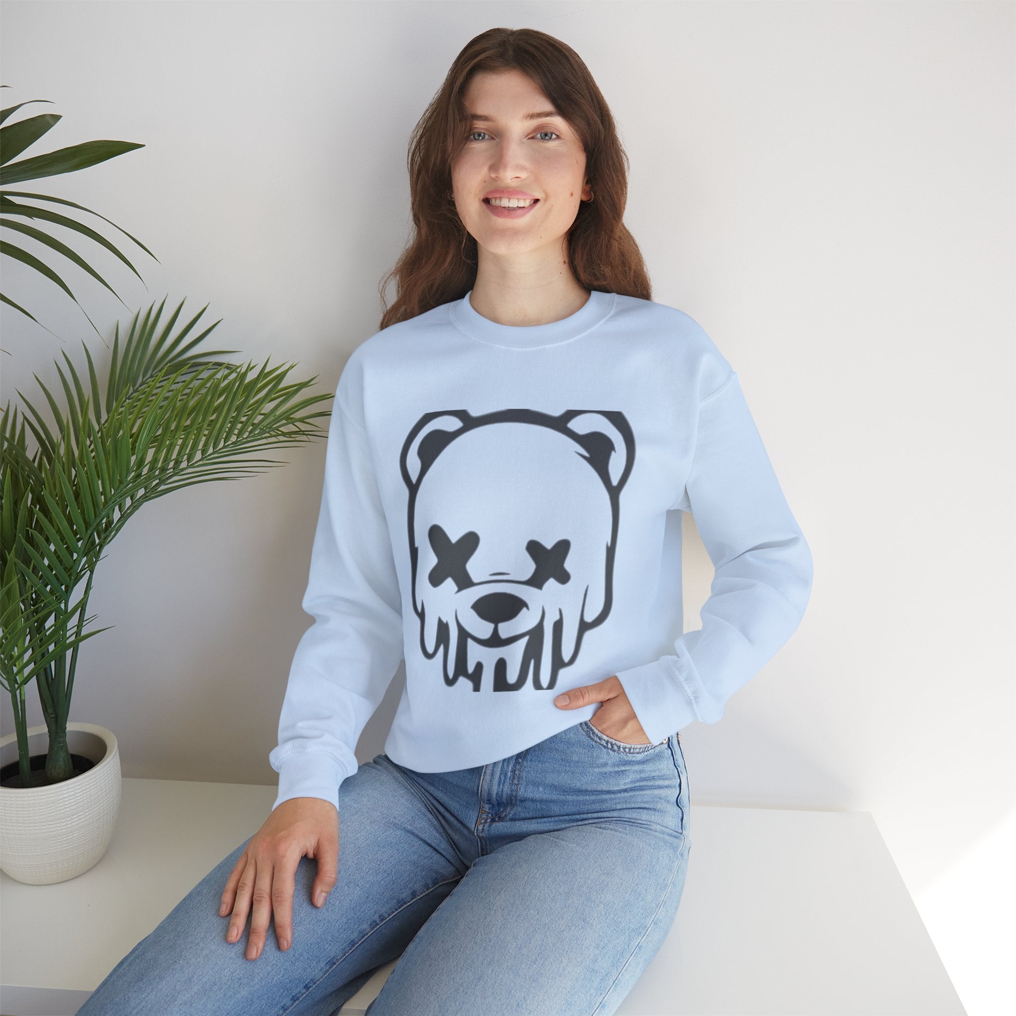 Sweatshirt, Drippy Bear Sweatshirt, Cozy Crewneck, Gift for Him/Her, Streetwear Style, Casual Lounge Wear, Perfect for Winter