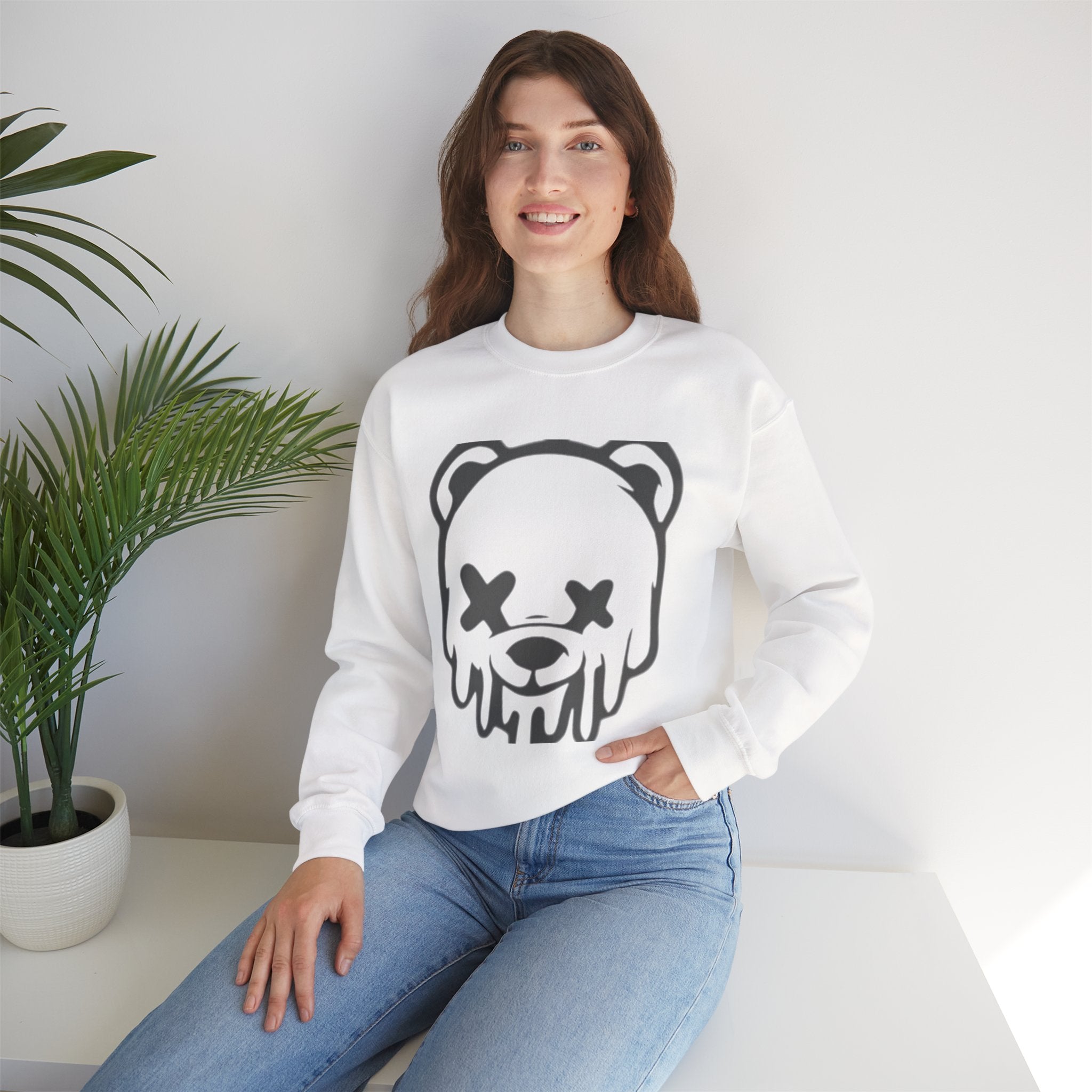 Sweatshirt, Drippy Bear Sweatshirt, Cozy Crewneck, Gift for Him/Her, Streetwear Style, Casual Lounge Wear, Perfect for Winter