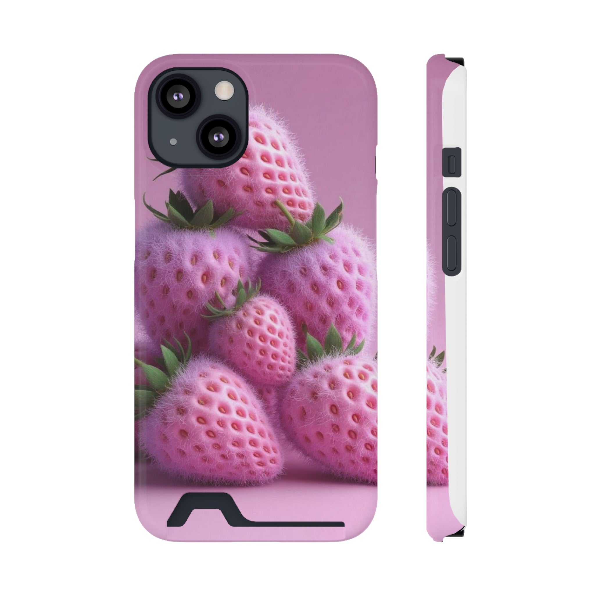 iPhone 13 case, Cute Strawberry Phone Case with Card Holder, Perfect Gift for Fruit Lovers, Cute Tech Accessory, Strawberry Lover's Gift, Summer Vibes