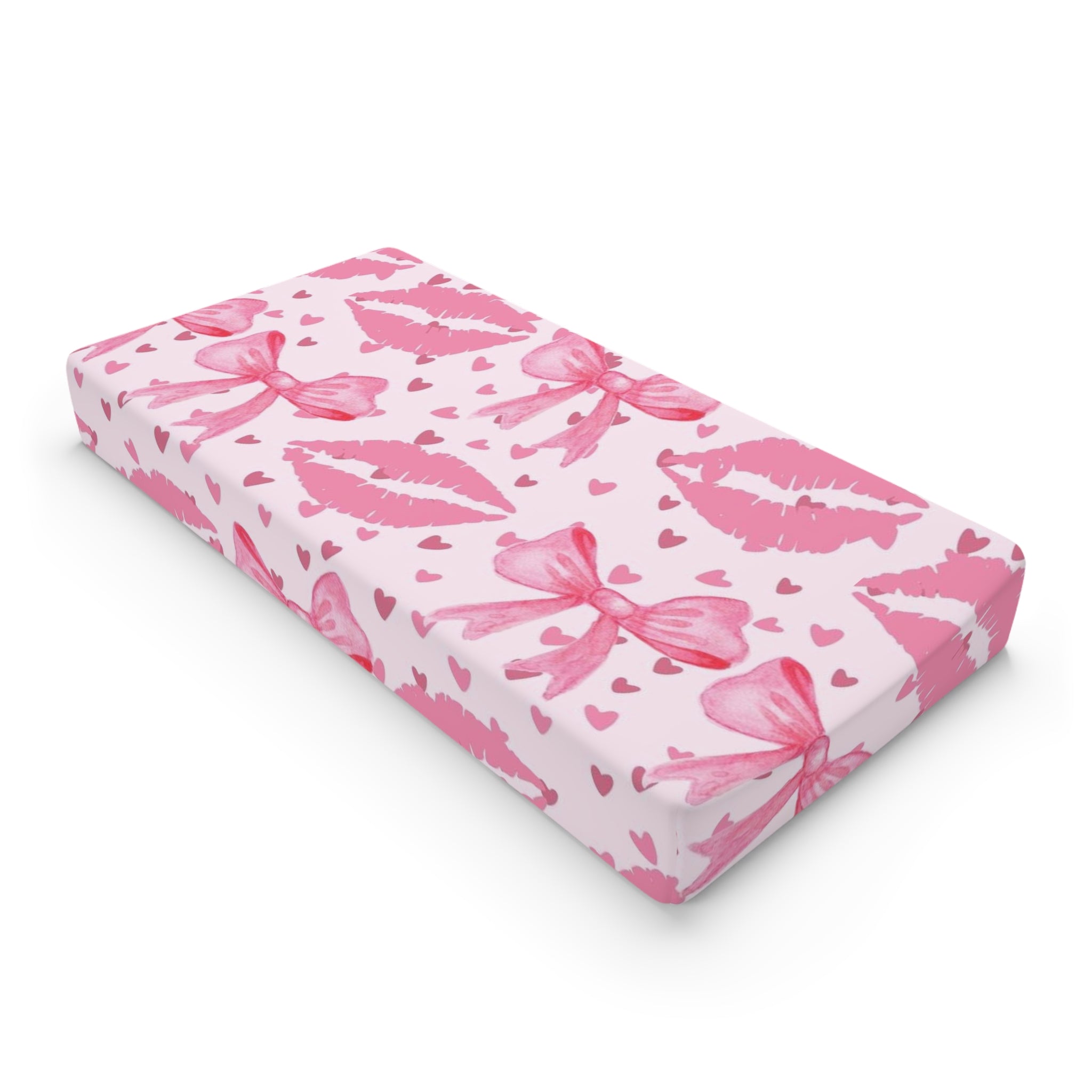Baby Changing Pad Cover, Adorable Nursery Decor, Baby Shower Gift, Valentine's Day Theme, Cute Bow Design