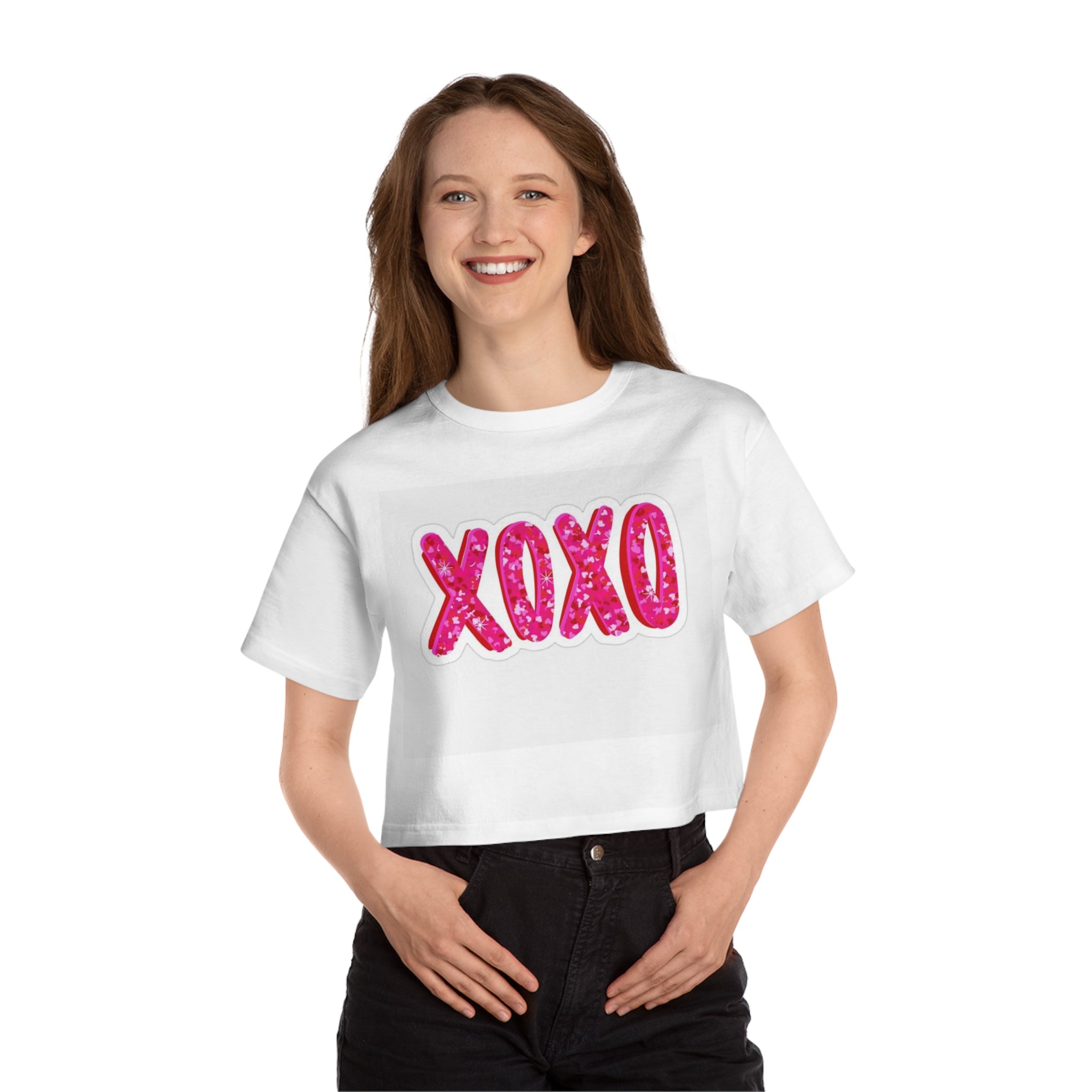 Crop Top, XOXO Cropped T-Shirt for Trendy Women, Casual Tee, Cute Gift, Valentine’s Day Top, Stylish Summer Wear
