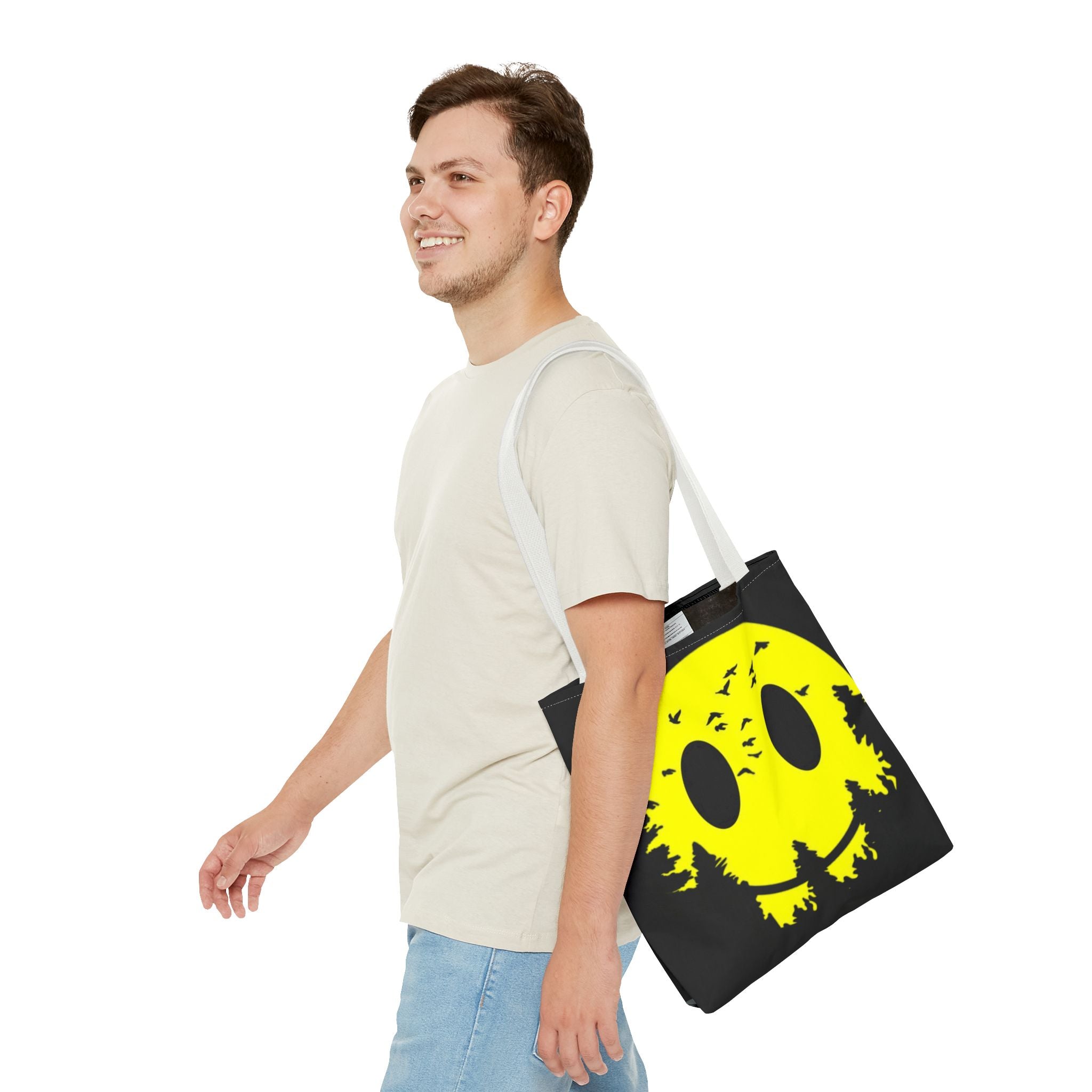Tote Bag – Eco-Friendly, Reusable Shopping Bag, Smiley Nature Tote Bag – Eco-Friendly, Gift for Nature Lovers, Festival Tote, Casual Everyday Use