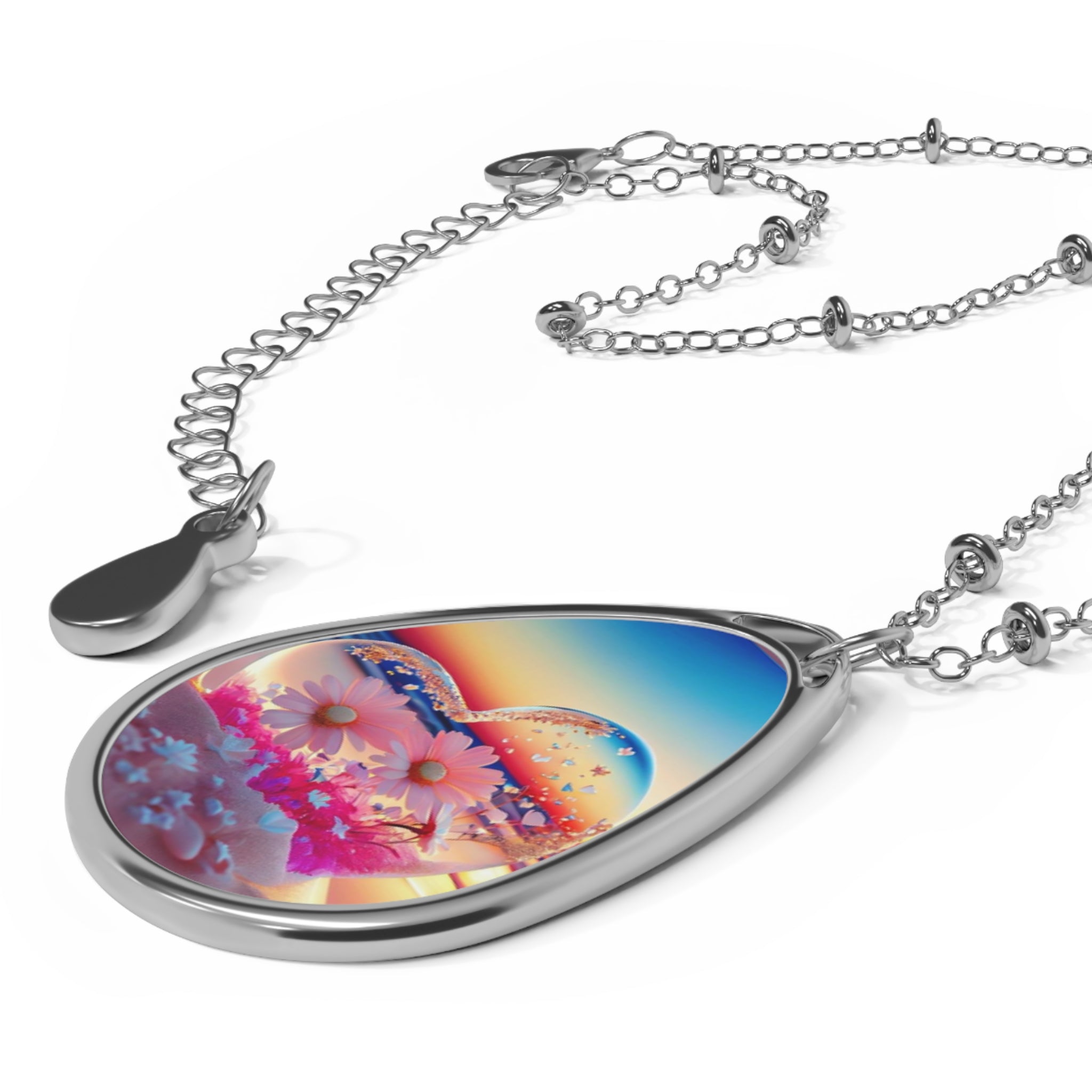 Necklace -Oval Necklace  Bohemian Jewelry, Dreamy Landscape Oval Necklace, Gift for Her, Nature-Inspired Pendant, Artistic Jewelry, Unique Gift Idea