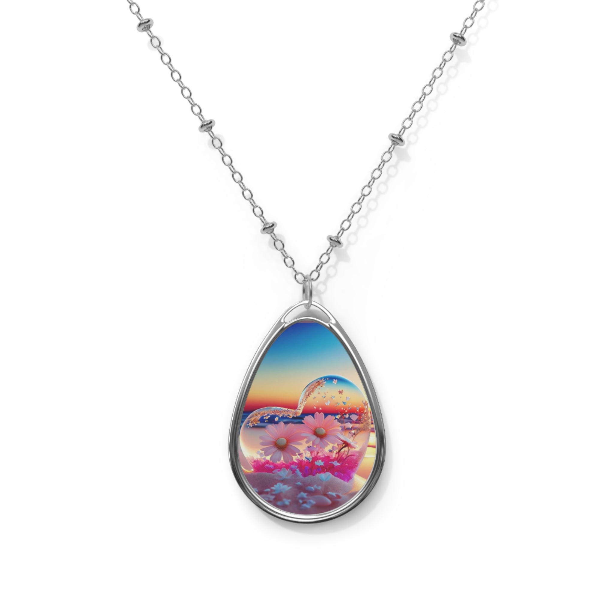 Necklace -Oval Necklace  Bohemian Jewelry, Dreamy Landscape Oval Necklace, Gift for Her, Nature-Inspired Pendant, Artistic Jewelry, Unique Gift Idea